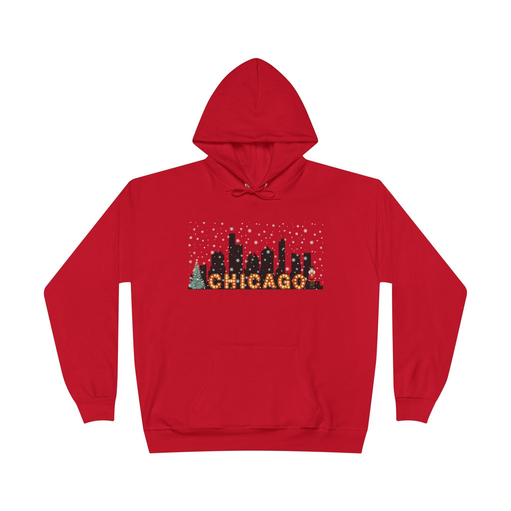 Chicago Skyline Winter Pullover Hoodie - Unisex