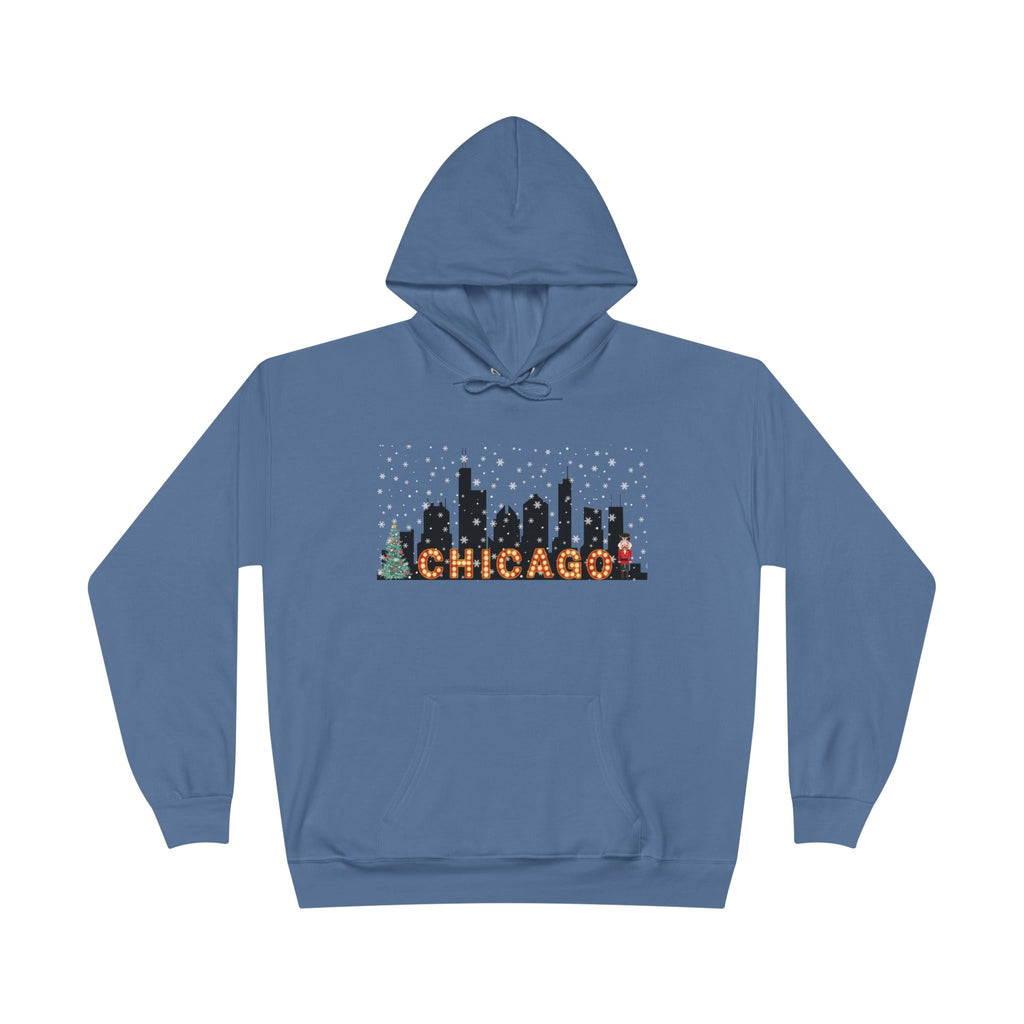 Chicago Skyline Winter Pullover Hoodie - Unisex
