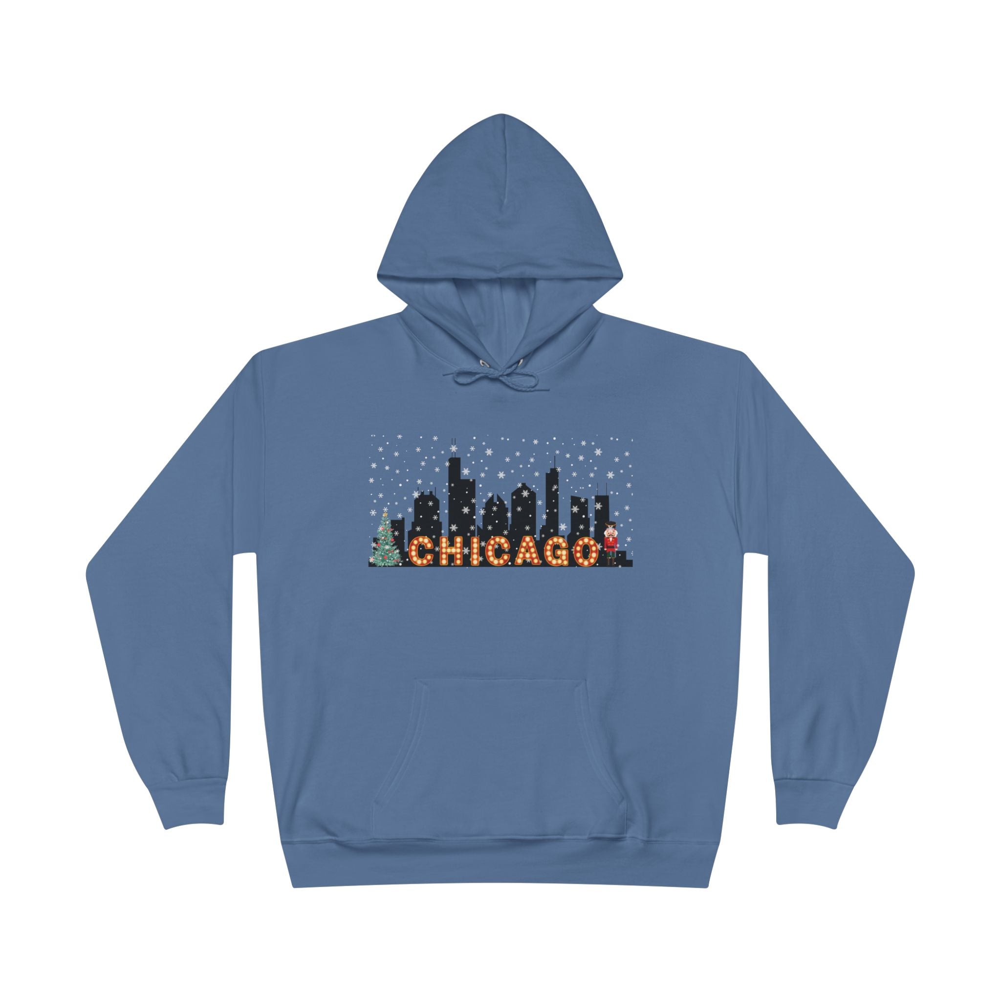 Chicago Skyline Winter Pullover Hoodie - Unisex