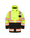 Kiwi High Visibility 3-in-1 Hooded & Fleece Lined ANSI/ISEA 107-2020, Type R, Class 3 Two Tone, Contrast Trimmed Water Resistant Neon Safety Jacket [R71500]