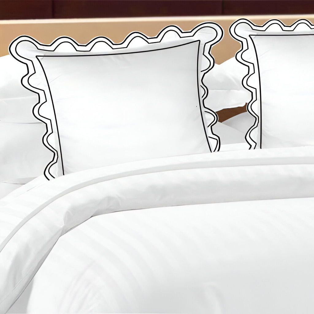 400TC U Shape Scallop Embroidery Cotton Duvet Cover Set